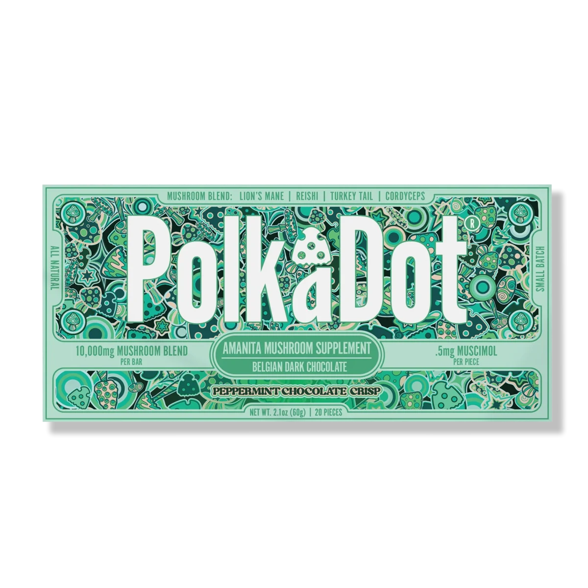 PolkaDot Peppermint Chocolate Crisp Chocolate Bar